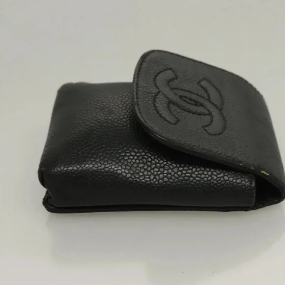 CHANEL Key Case Leather 3Set Black Beige CC Auth bs28044v